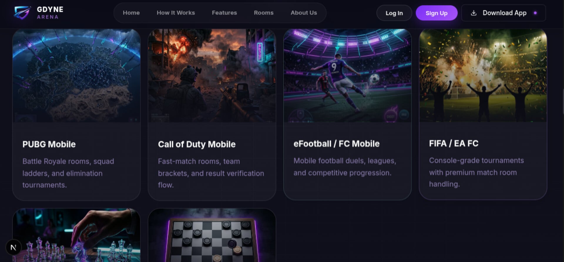 GDyne Arena competitive gaming platform dashboard